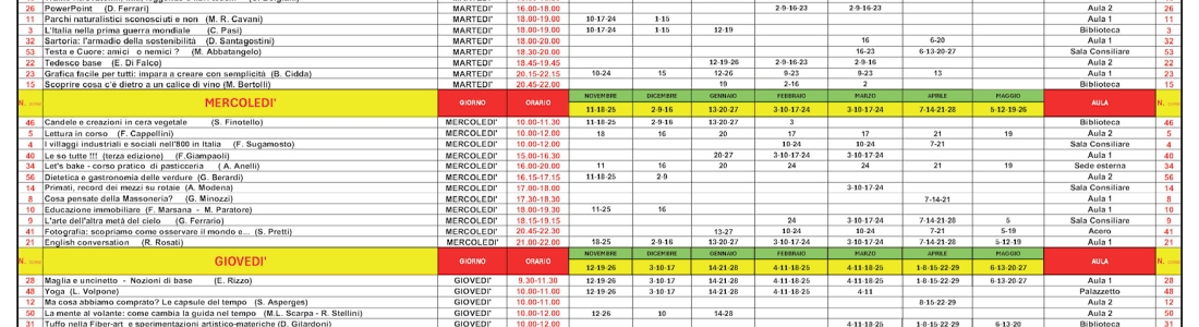 Presentiamo il Calendario Corsi per l’anno accademico 2026/27