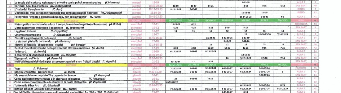 Attenzione – Il Calendario aggiornato è online